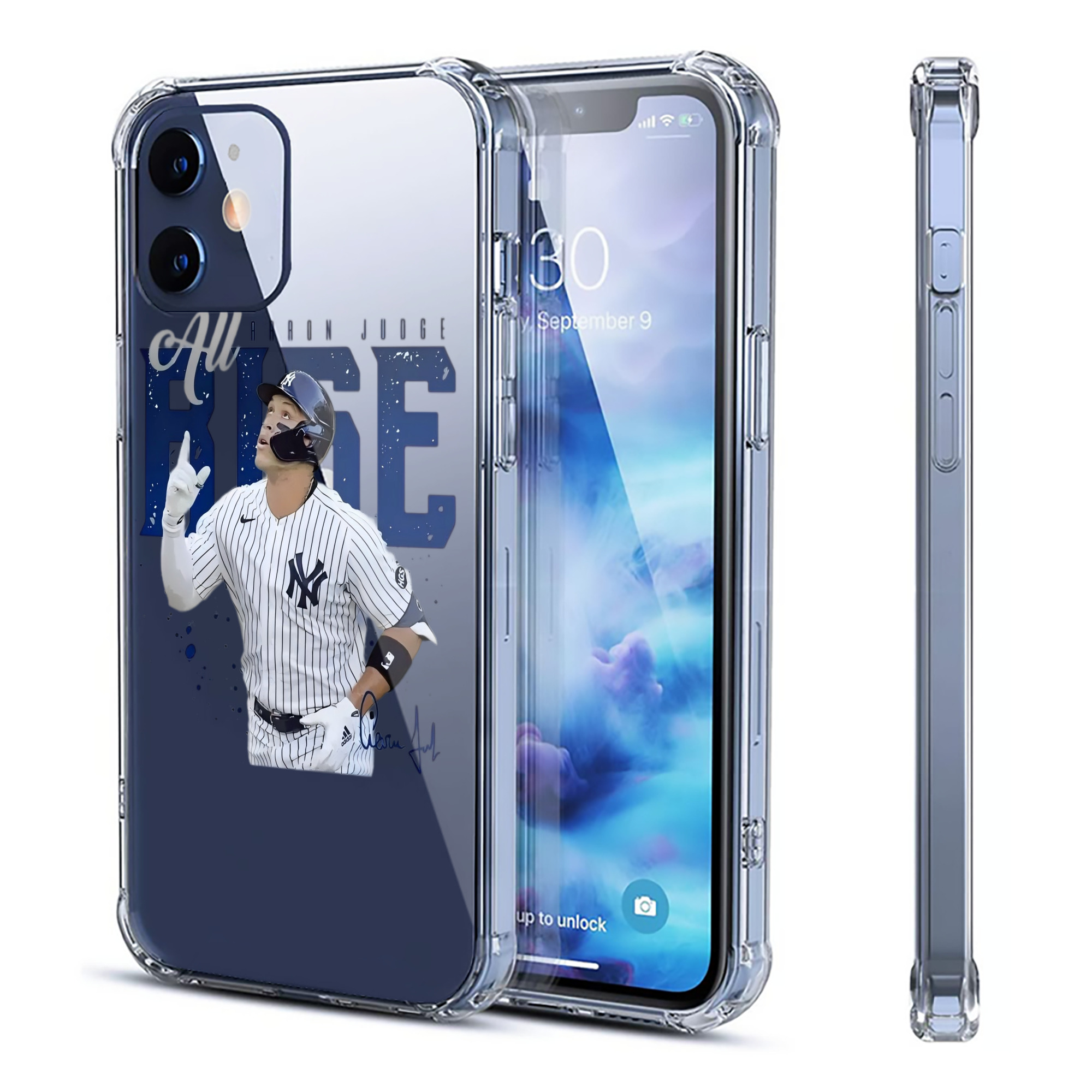 Aaron Judge 99 All Rise Clear IPhone 12 Case – Soft TPU With UV Print – Enhanced Drop Protection, Precise Fit, Anti-Fingerprint, Customizable Design, Scratch-Resistant, Yellow-Resistant